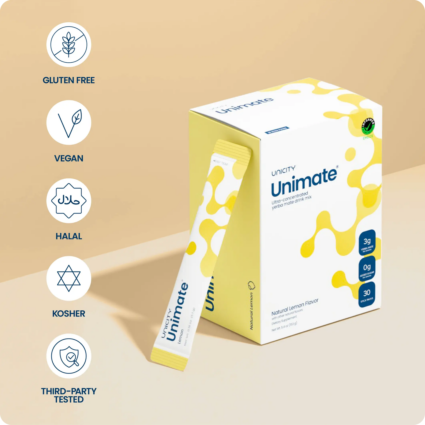 Unicity Unimate Natural Lemon (30 Stick Packs)